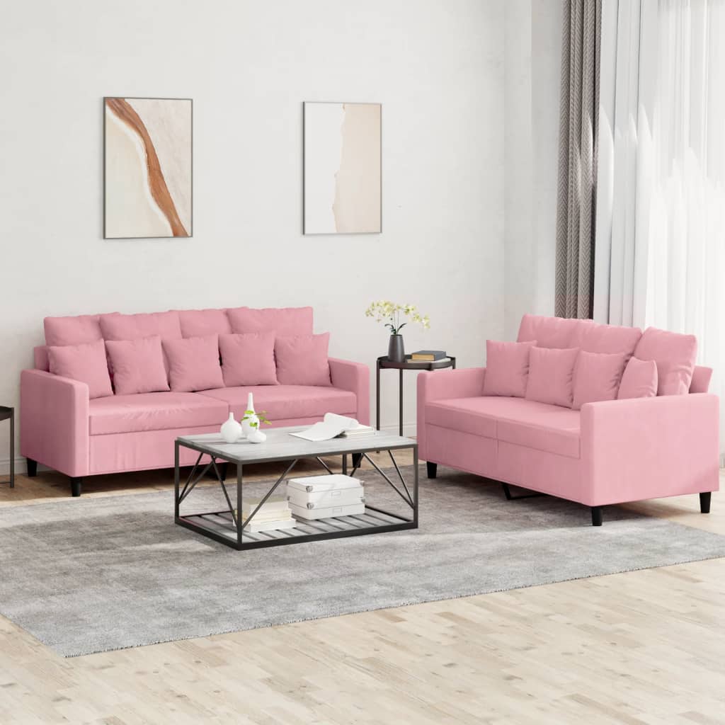 Set De Canapele Cu Perne, 3 Piese, , Catifea