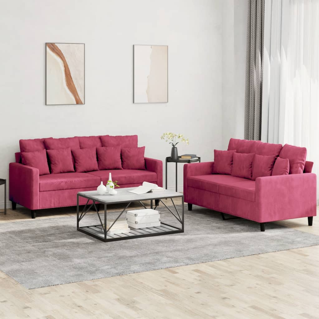 Set De Canapele Cu Perne, 3 Piese, , Catifea