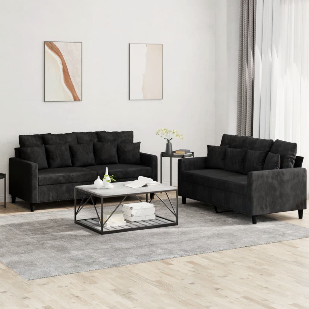 Set De Canapele Cu Perne, 3 Piese, , Catifea