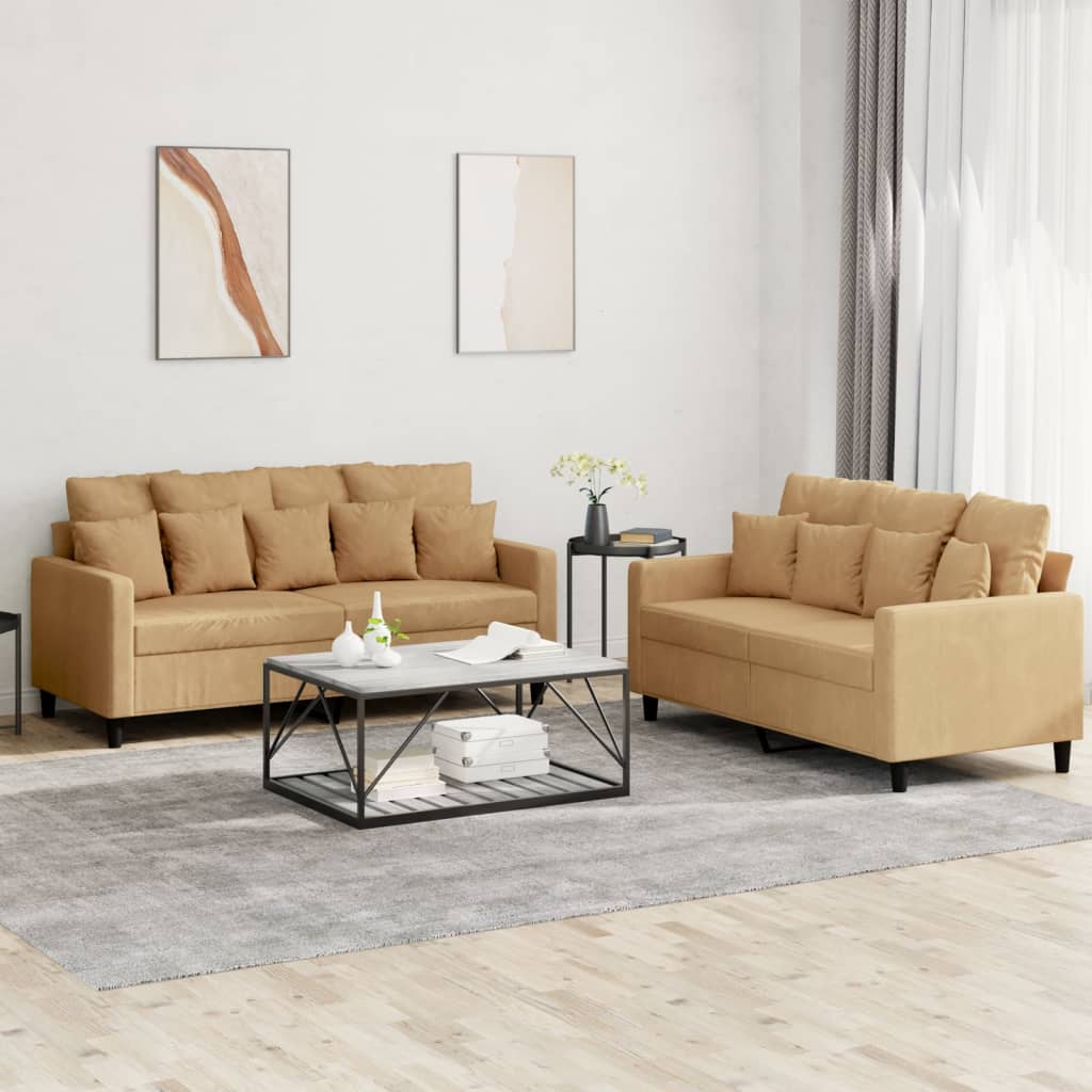 Set De Canapele Cu Perne, 3 Piese, , Catifea
