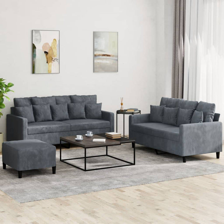 Set De Canapele Cu Perne, 3 Piese, , Catifea