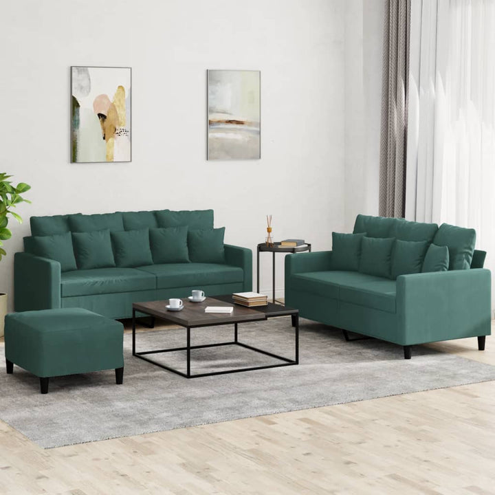 Set De Canapele Cu Perne, 3 Piese, , Catifea