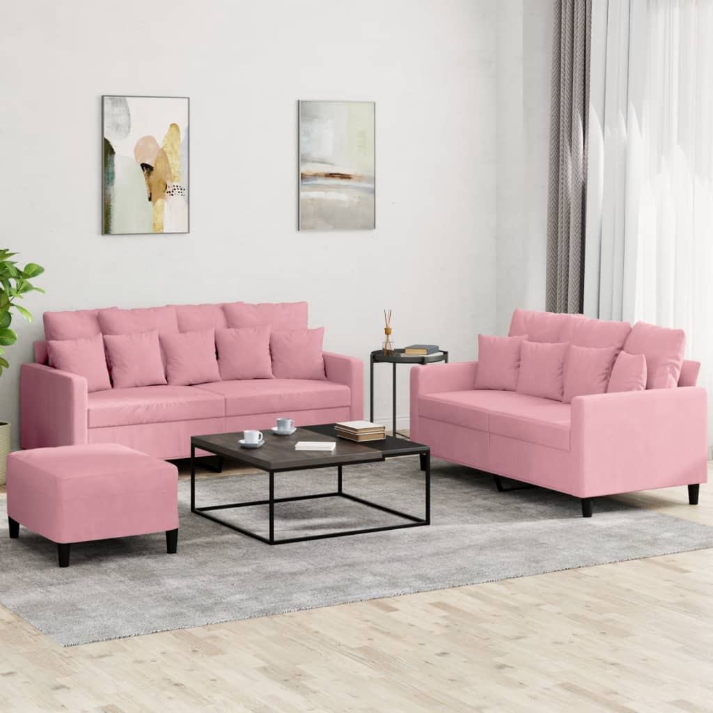 Set De Canapele Cu Perne, 3 Piese, , Catifea
