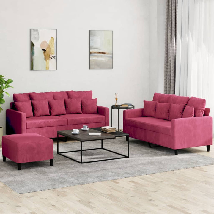Set De Canapele Cu Perne, 3 Piese, , Catifea