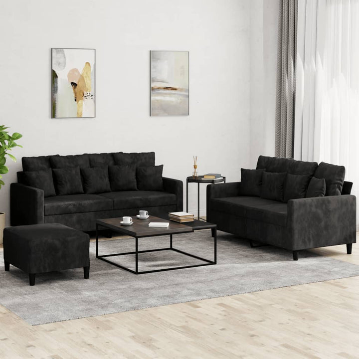 Set De Canapele Cu Perne, 3 Piese, , Catifea