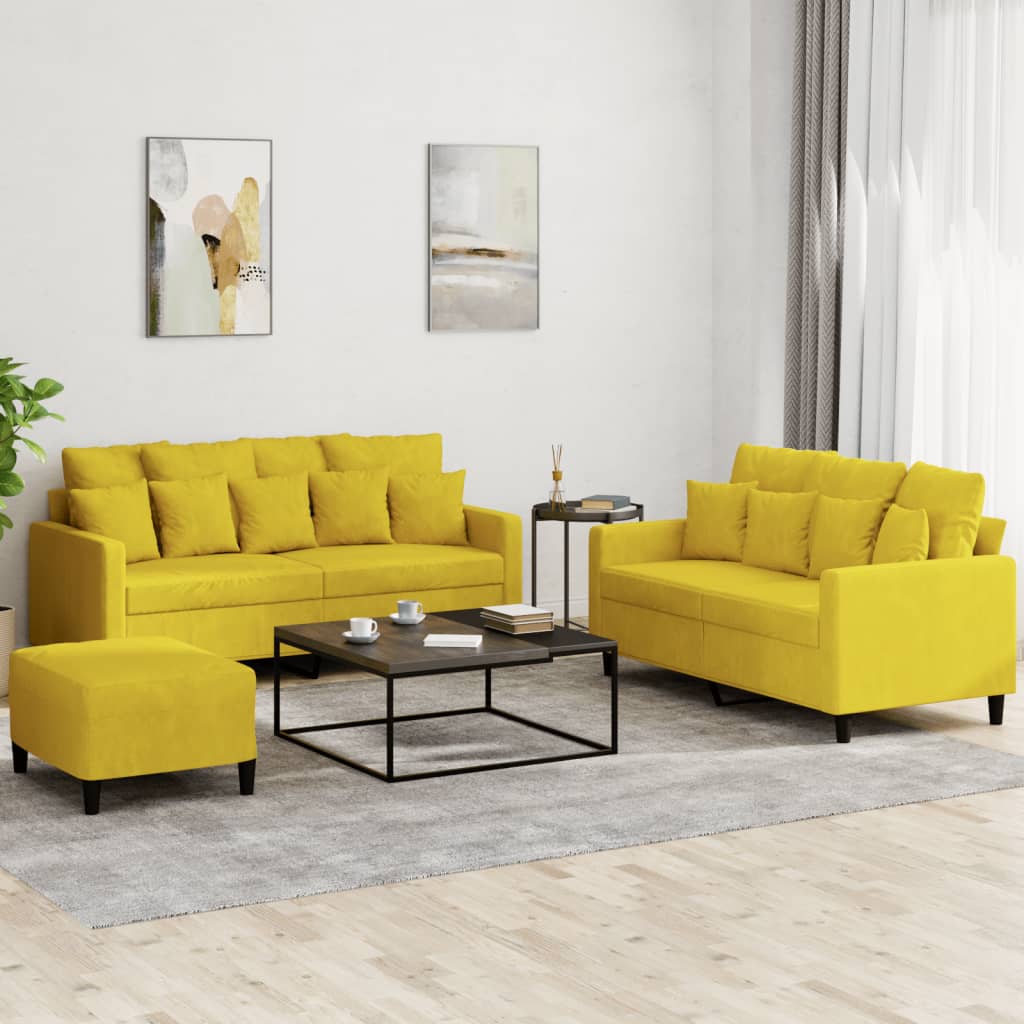 Set De Canapele Cu Perne, 3 Piese, , Catifea