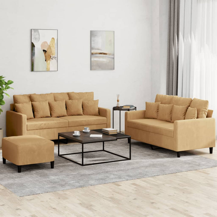 Set De Canapele Cu Perne, 3 Piese, , Catifea