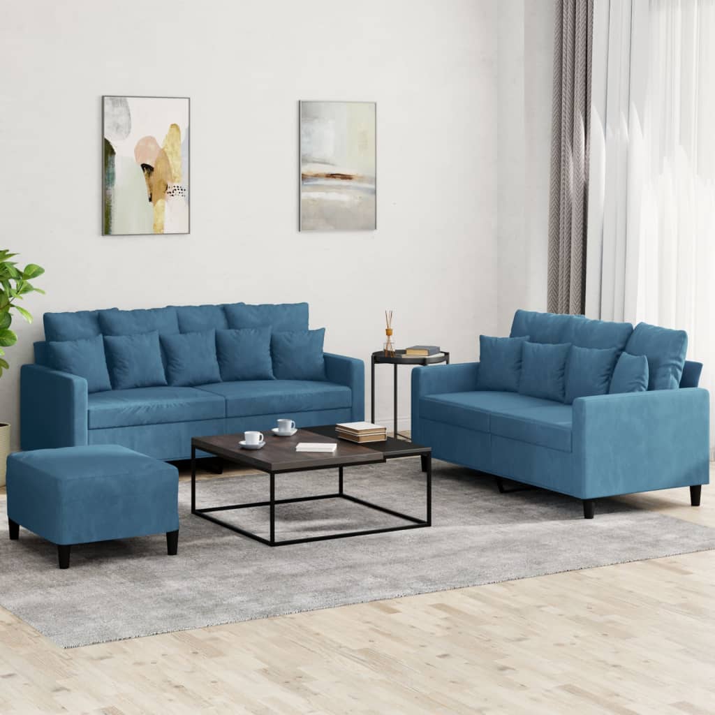 Set De Canapele Cu Perne, 3 Piese, , Catifea