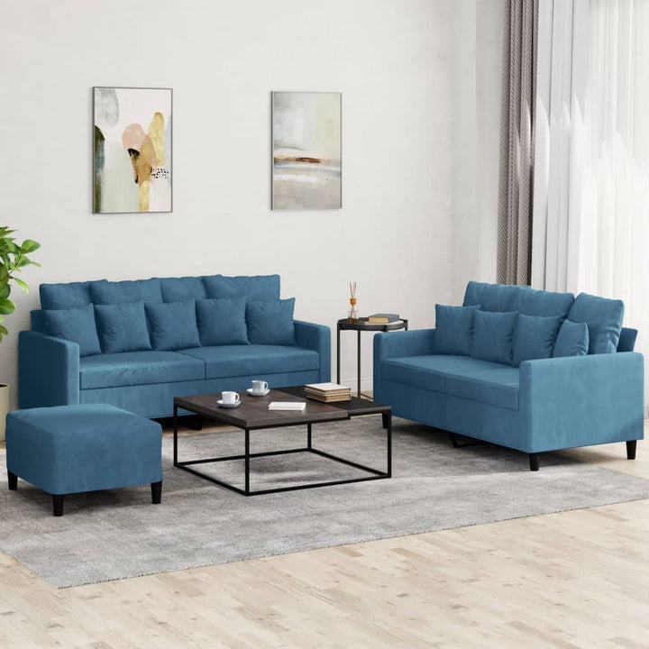 Set De Canapele Cu Perne, 3 Piese, , Catifea