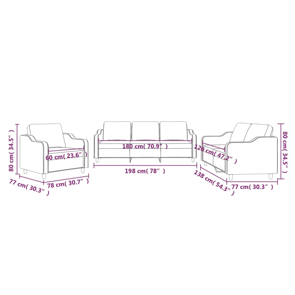 Set De Canapele , 3 Piese, , Textil