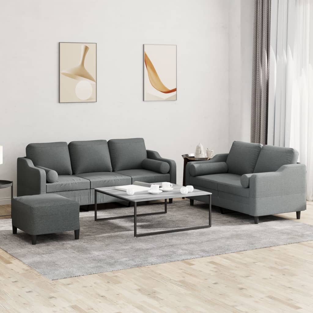 Set De Canapele Cu Perne, 3 Piese, , Textil
