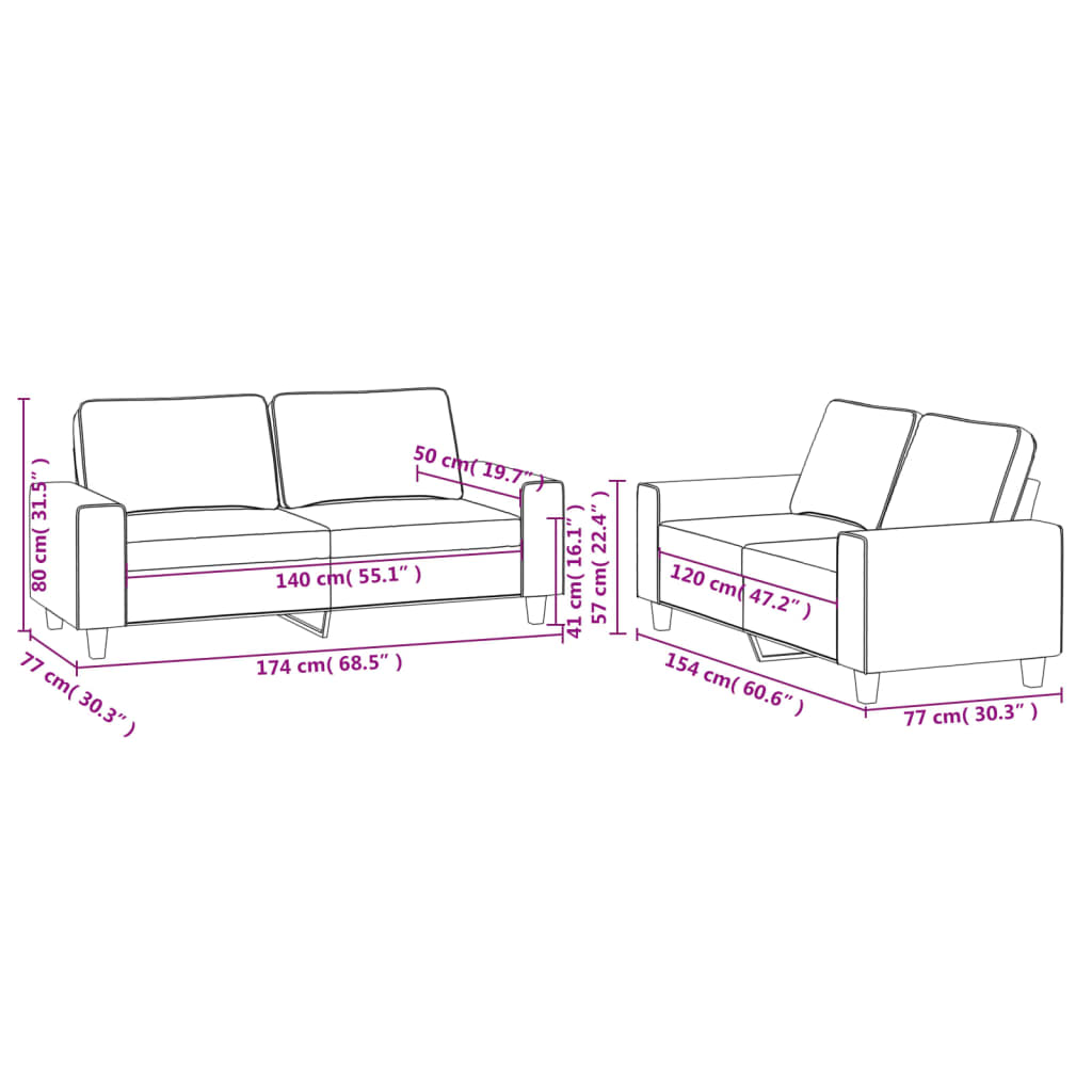 Set De Canapele, 2 Piese, , Textil