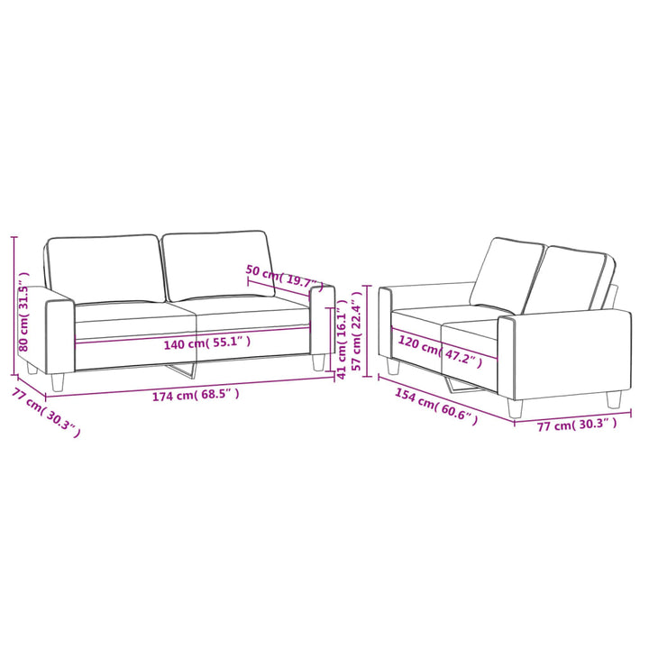 Set De Canapele, 2 Piese, , Textil