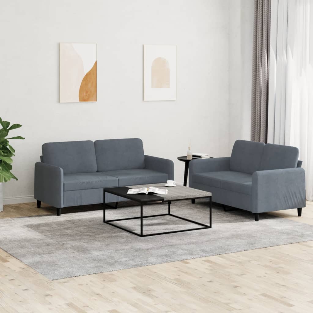 Set Canapea Cu Perne, 2 Piese, , Catifea