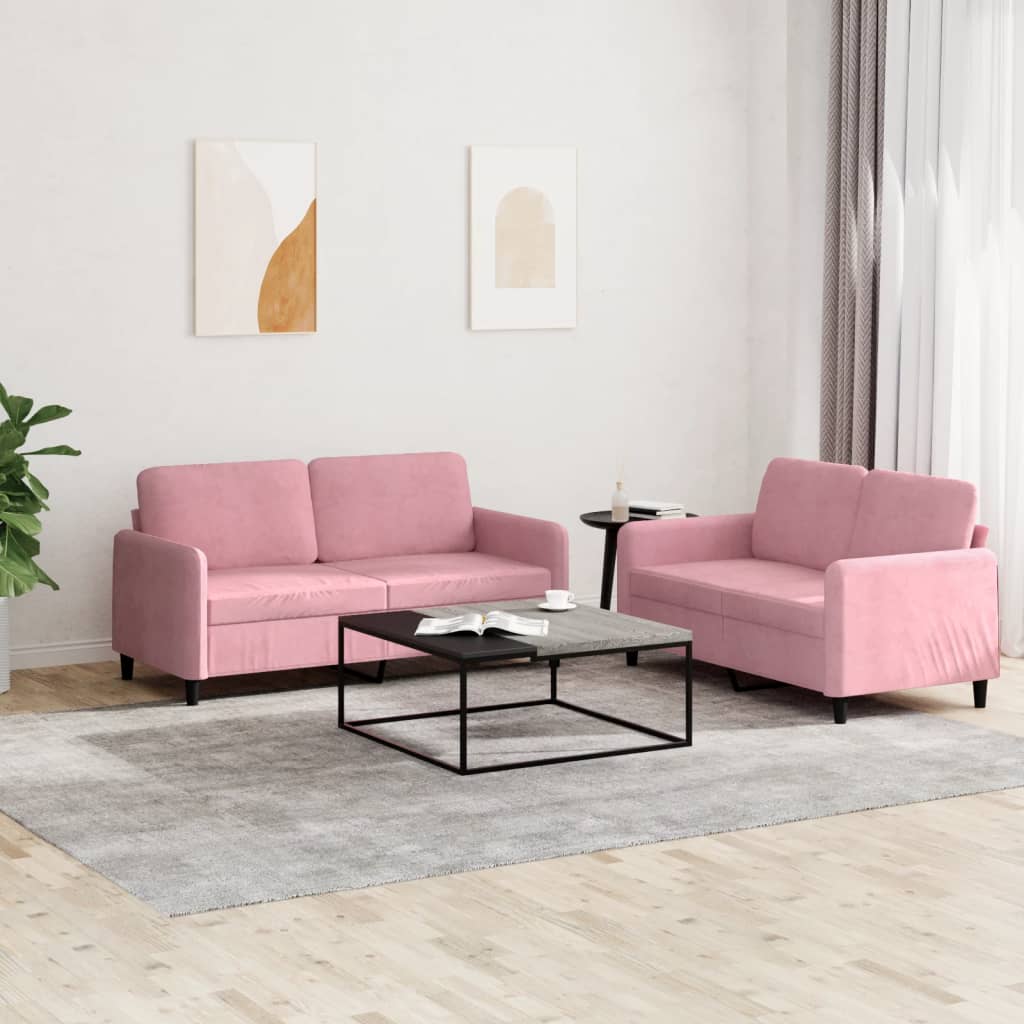 Set Canapea Cu Perne, 2 Piese, , Catifea
