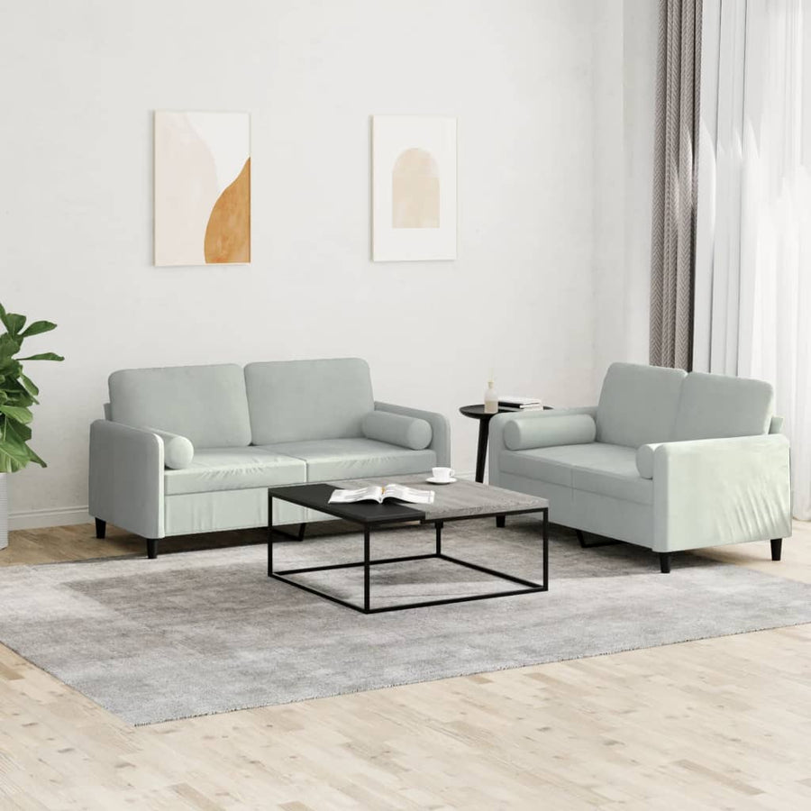 Set Canapea Cu Perne, 2 Piese, , Catifea