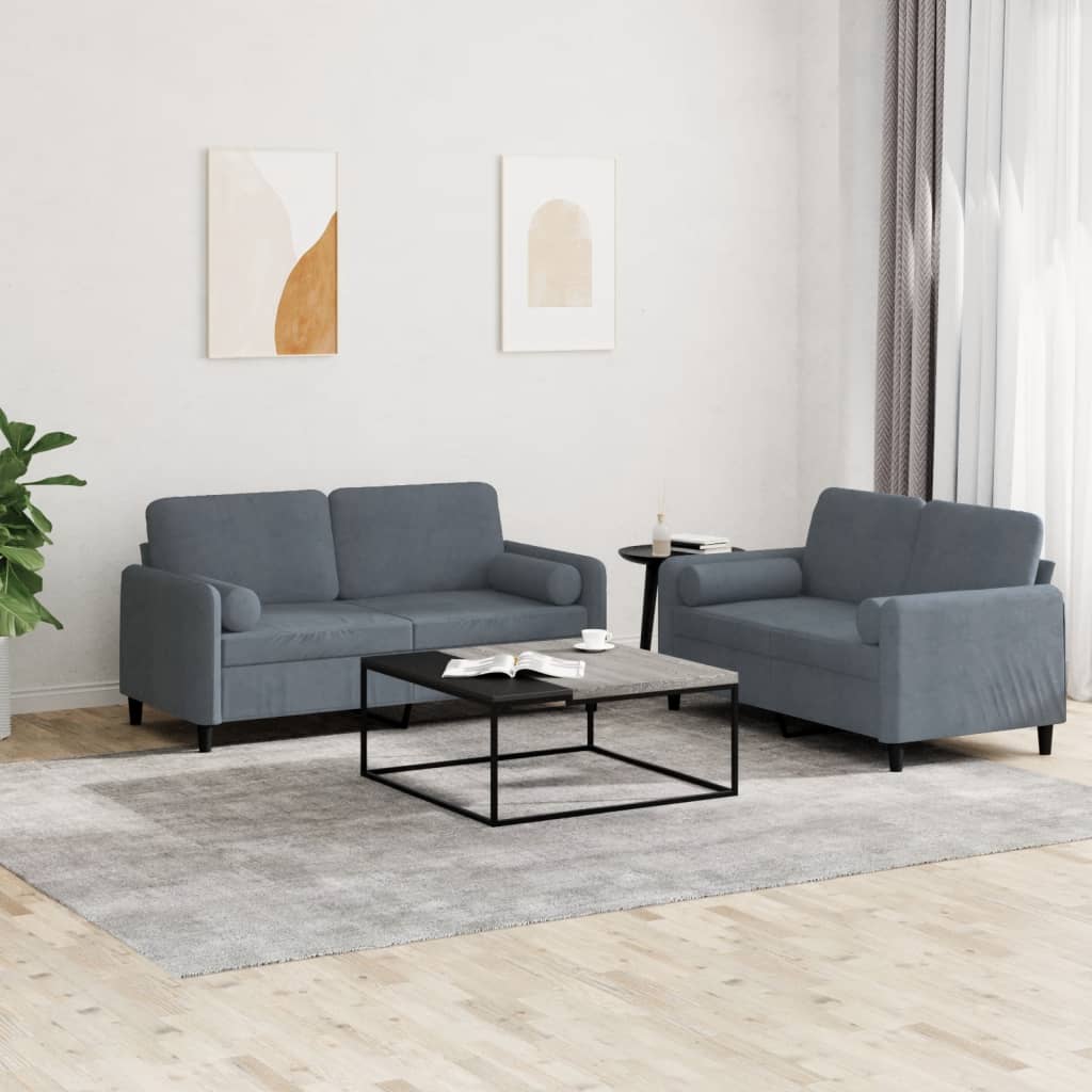 Set Canapea Cu Perne, 2 Piese, , Catifea