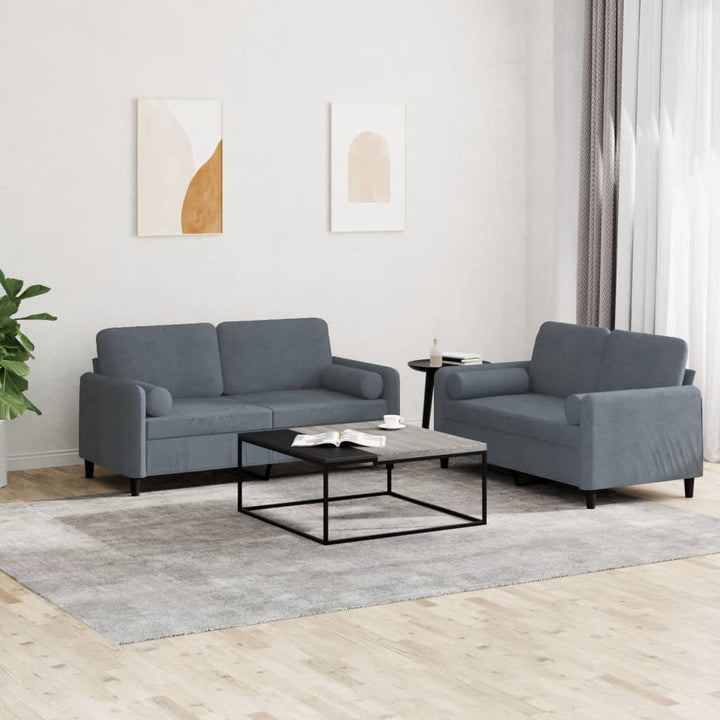 Set Canapea Cu Perne, 2 Piese, , Catifea