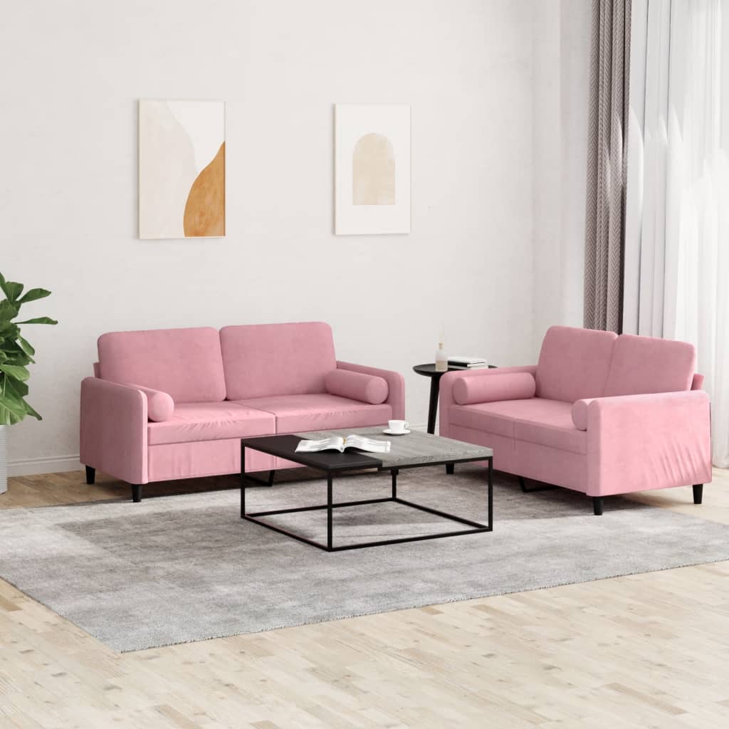 Set Canapea Cu Perne, 2 Piese, , Catifea