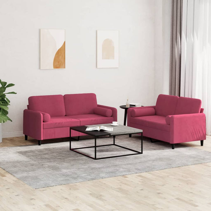Set Canapea Cu Perne, 2 Piese, , Catifea