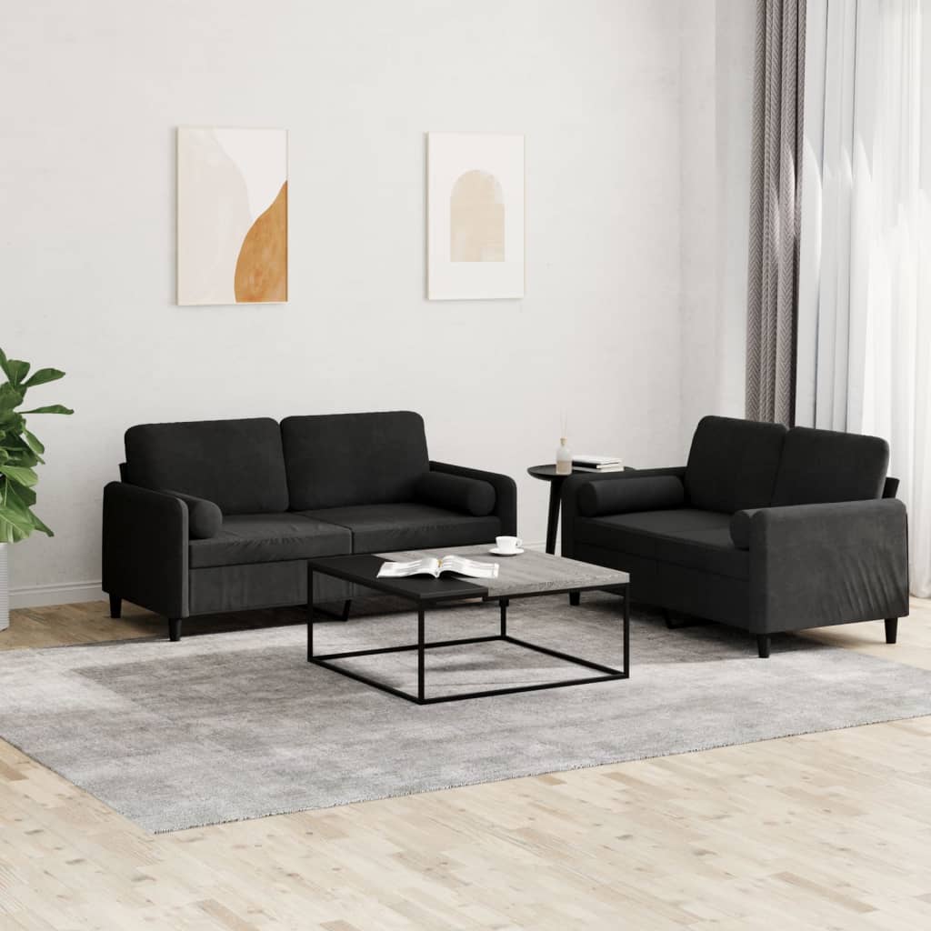 Set Canapea Cu Perne, 2 Piese, , Catifea