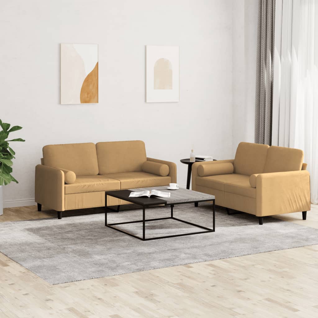 Set Canapea Cu Perne, 2 Piese, , Catifea