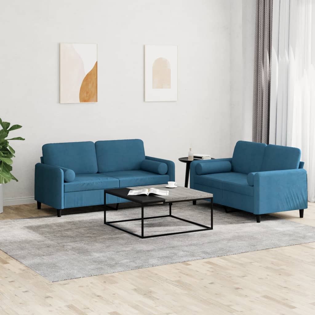 Set Canapea Cu Perne, 2 Piese, , Catifea