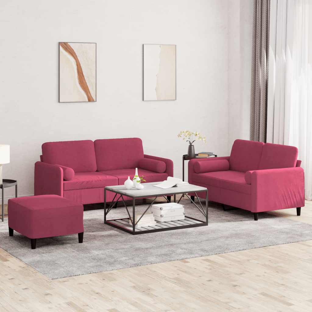 Set Canapea Cu Perne, 2 Piese, , Catifea