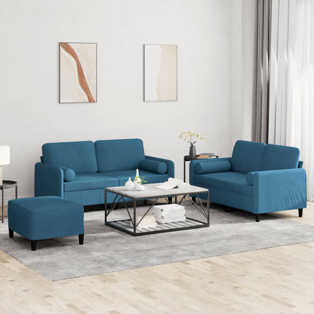 Set Canapea Cu Perne, 2 Piese, , Catifea