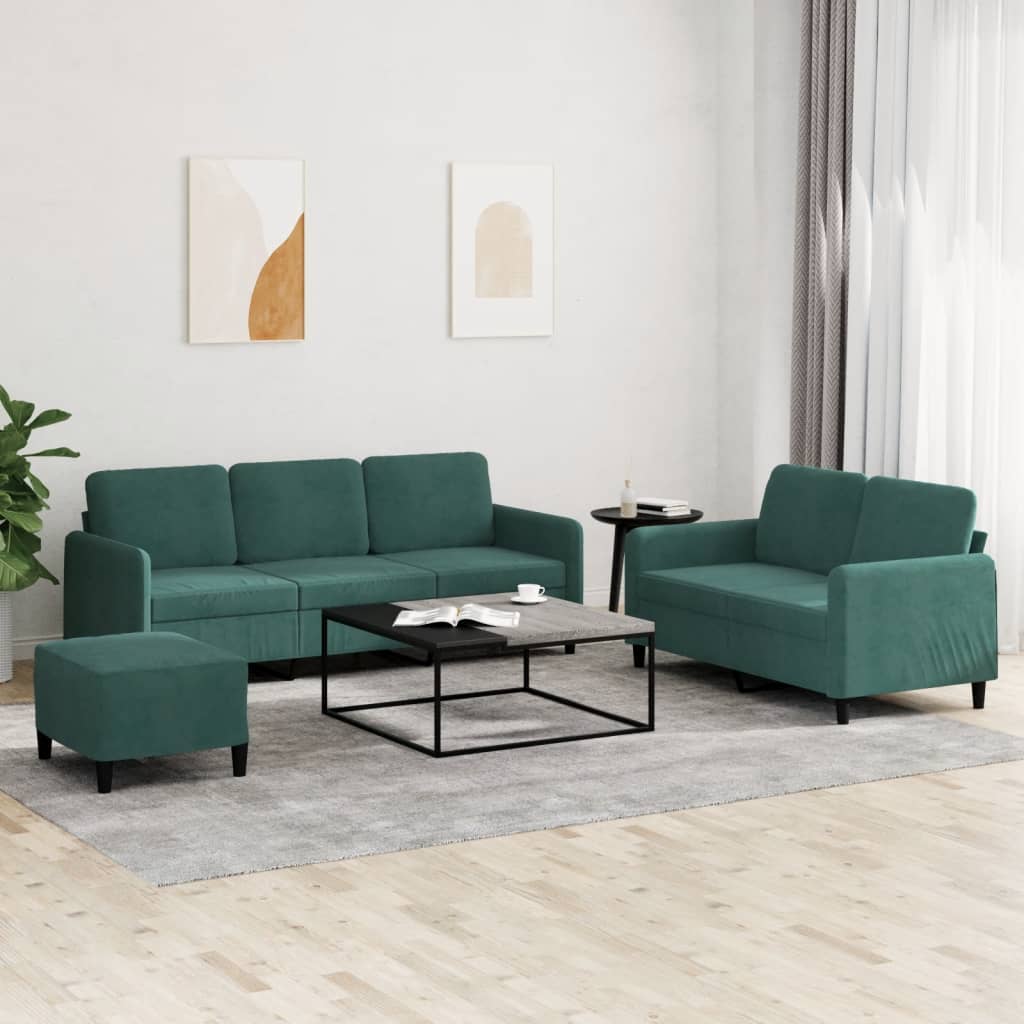 Set De Canapea, 3 Piese, Roșu Vin, Catifea