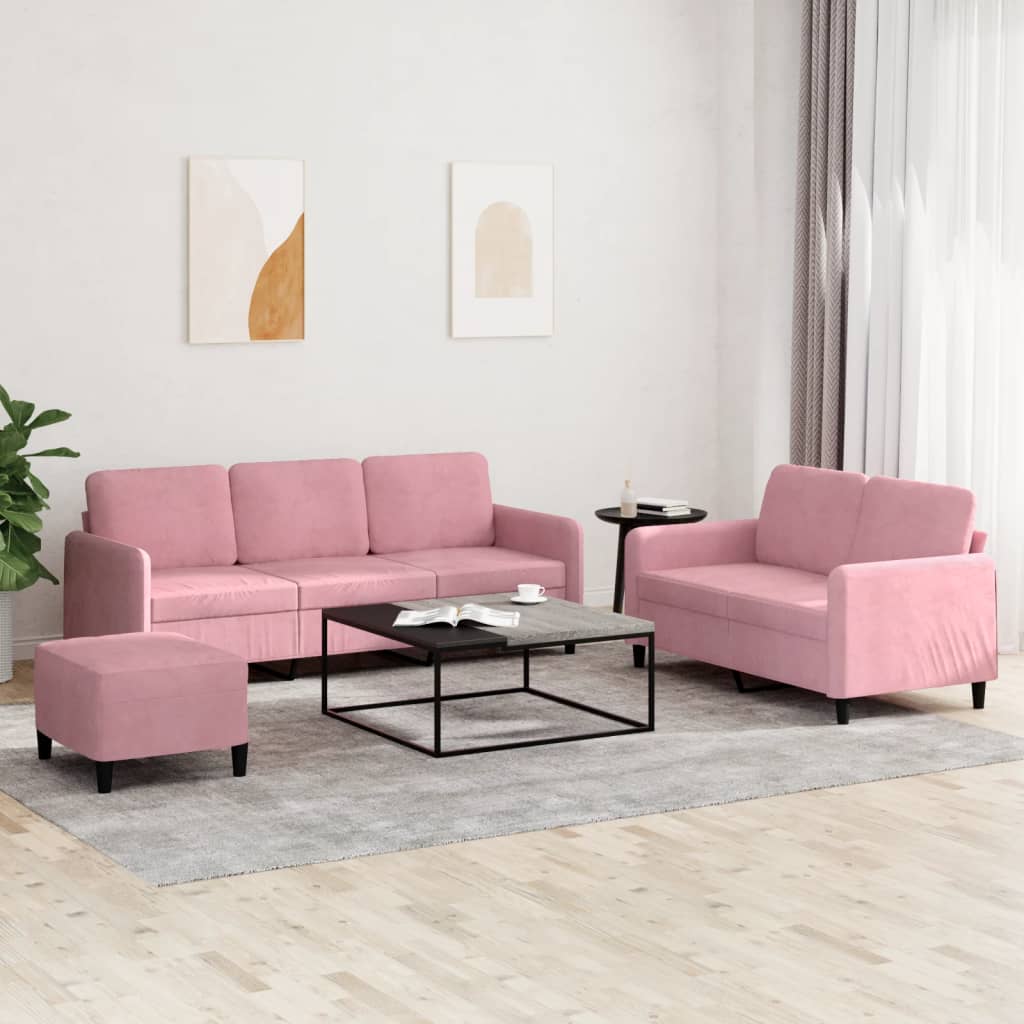 Set De Canapea, 3 Piese, Roșu Vin, Catifea