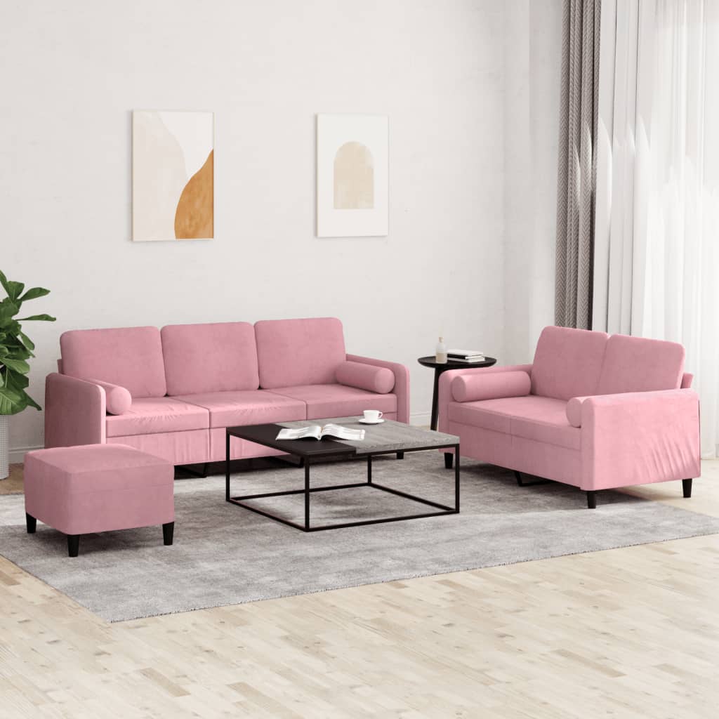 Set De Canapea, 3 Piese, Roșu Vin, Catifea