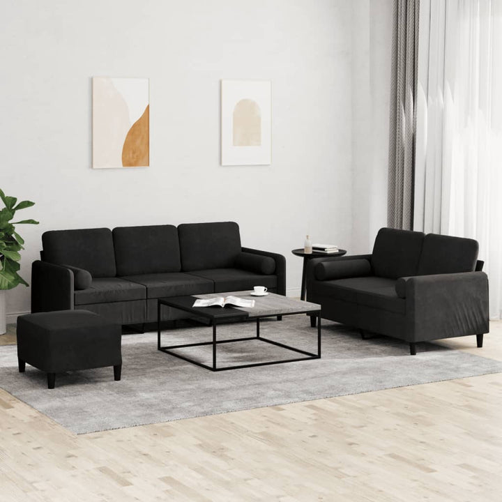 Set De Canapea, 3 Piese, Roșu Vin, Catifea