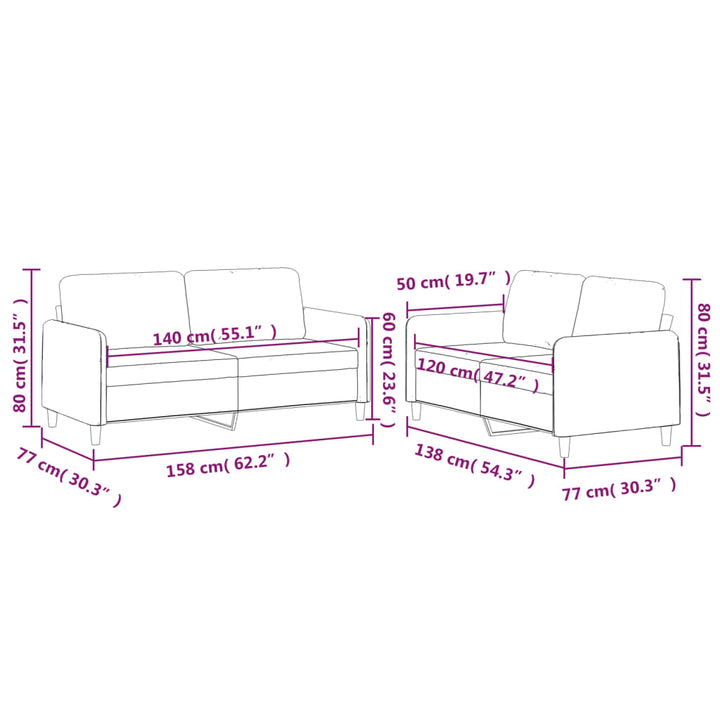 Set De Canapele Cu Perne, 2 Piese, , Textil