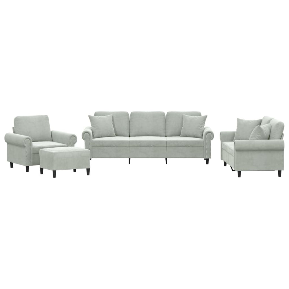Set Canapea Cu Perne, 4 Piese, , Catifea