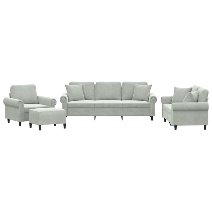 Set Canapea Cu Perne, 4 Piese, , Catifea
