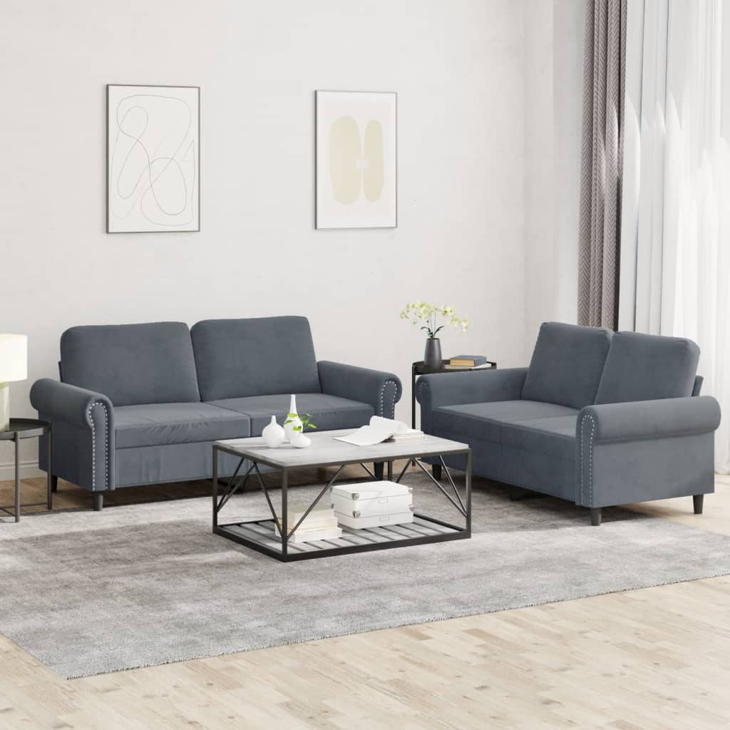 Set De Canapele Cu Perne, 2 Piese, , Catifea