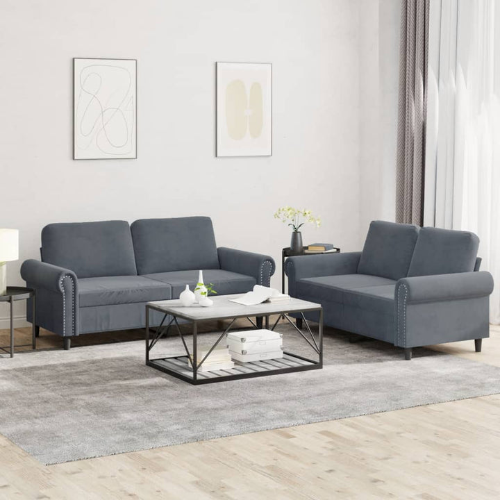 Set De Canapele Cu Perne, 2 Piese, , Catifea