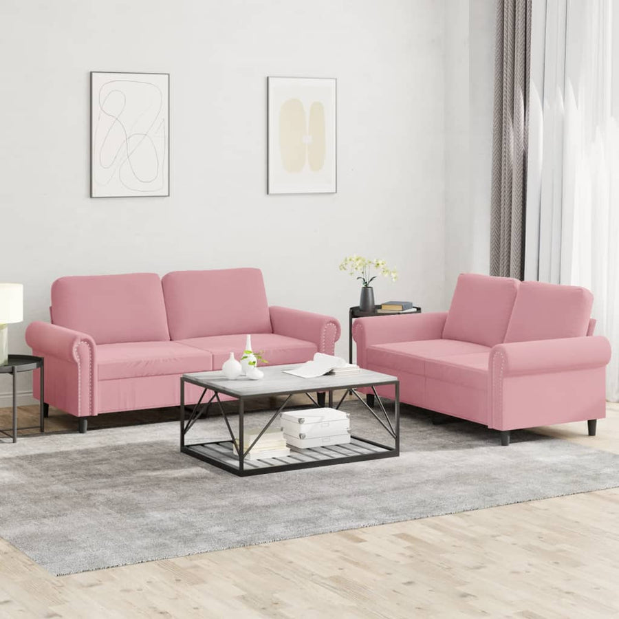 Set De Canapele Cu Perne, 2 Piese, , Catifea