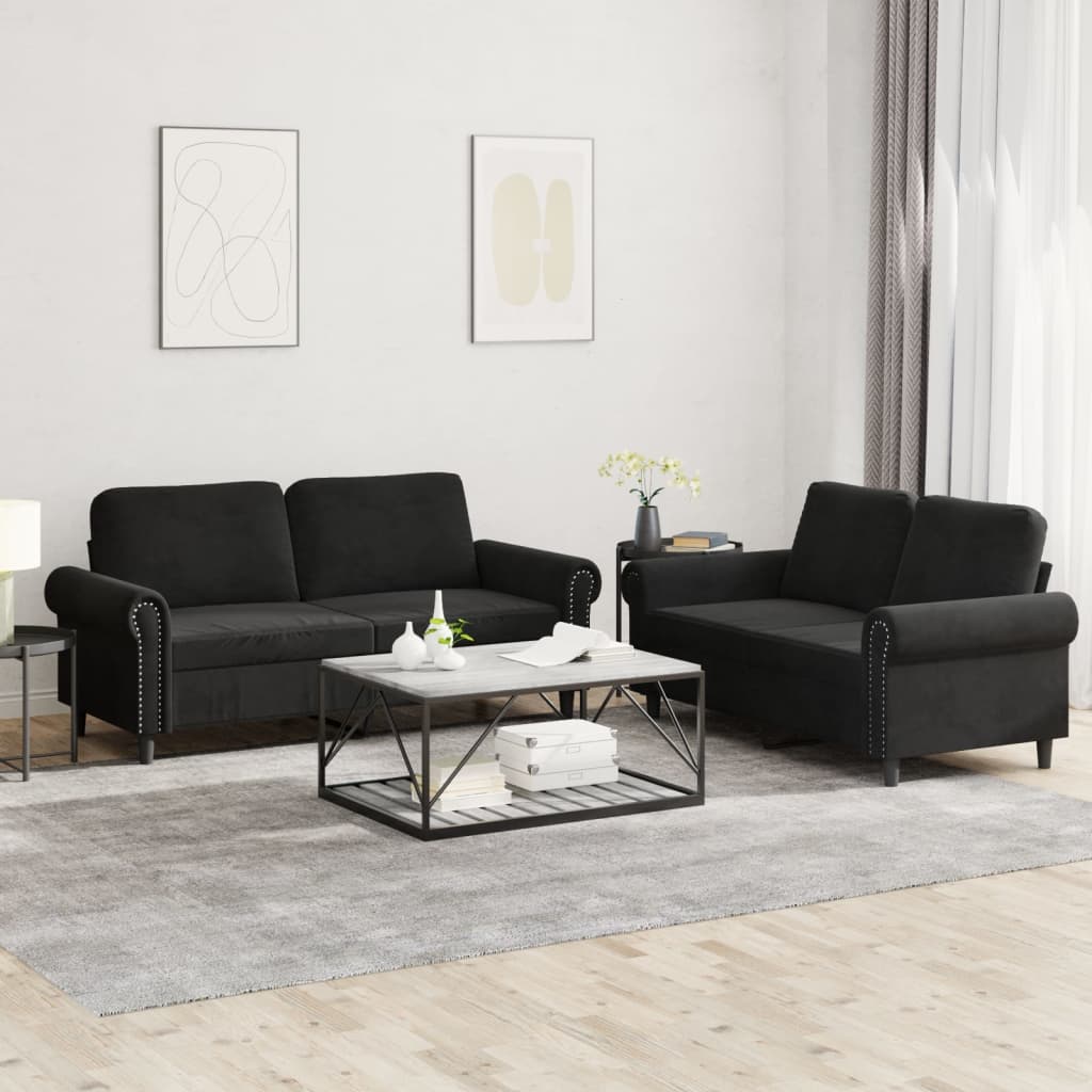 Set De Canapele Cu Perne, 2 Piese, , Catifea