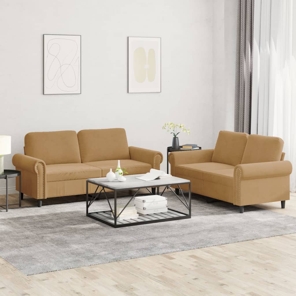 Set De Canapele Cu Perne, 2 Piese, , Catifea