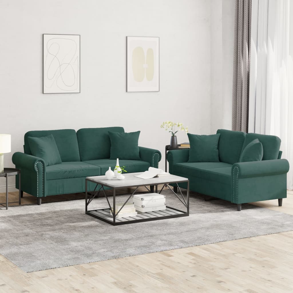Set De Canapele Cu Perne, 2 Piese, , Catifea