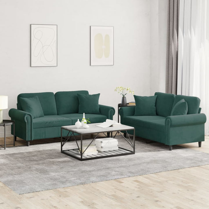 Set De Canapele Cu Perne, 2 Piese, , Catifea