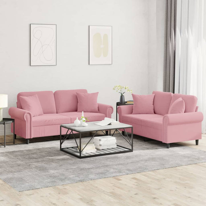 Set De Canapele Cu Perne, 2 Piese, , Catifea