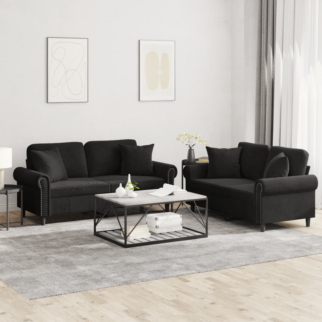 Set De Canapele Cu Perne, 2 Piese, , Catifea
