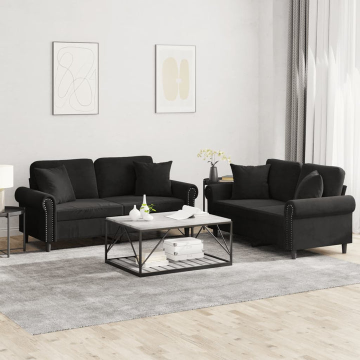 Set De Canapele Cu Perne, 2 Piese, , Catifea