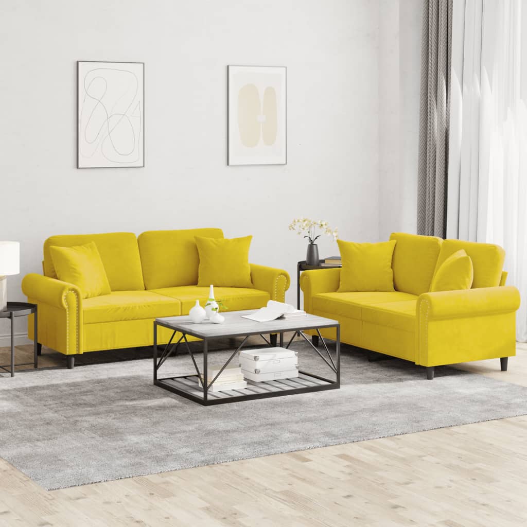 Set De Canapele Cu Perne, 2 Piese, , Catifea