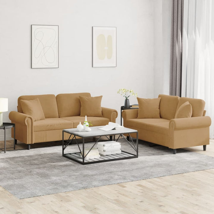 Set De Canapele Cu Perne, 2 Piese, , Catifea