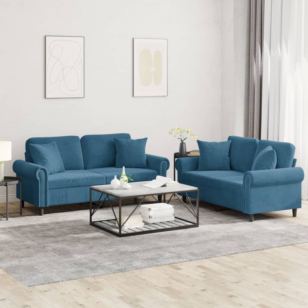 Set De Canapele Cu Perne, 2 Piese, , Catifea