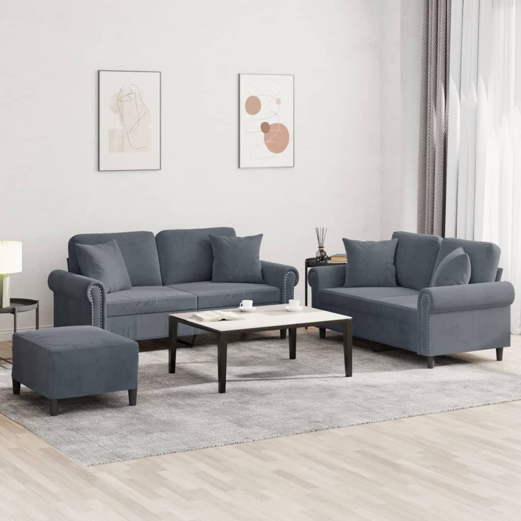 Set De Canapele Cu Perne, 2 Piese, , Catifea